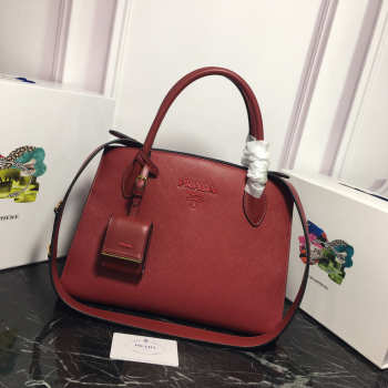Prada Monochrome Saffiano Leather Handbag 1BA155 Red
