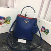 Prada Double Saffiano Bucket Bag 1BA212 Blue - 1