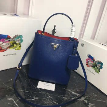 Prada Double Saffiano Bucket Bag 1BA212 Blue