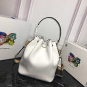 Prada Original Calfskin leather Bucket Bag 1BE018 White - 2