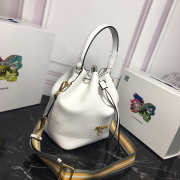 Prada Original Calfskin leather Bucket Bag 1BE018 White - 4