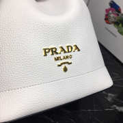 Prada Original Calfskin leather Bucket Bag 1BE018 White - 5