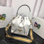 Prada Original Calfskin leather Bucket Bag 1BE018 White - 6