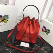 Prada Original Calfskin leather Bucket Bag 1BE018 Red - 2