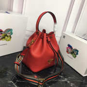 Prada Original Calfskin leather Bucket Bag 1BE018 Red - 3