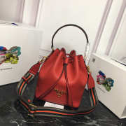 Prada Original Calfskin leather Bucket Bag 1BE018 Red - 6