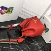 Prada Original Calfskin leather Bucket Bag 1BE018 Red - 4