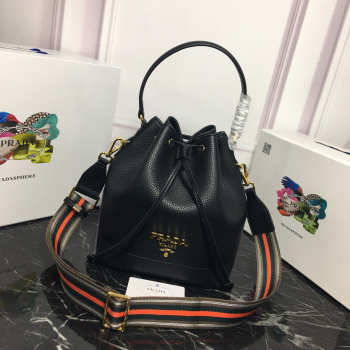 Prada Original Calfskin leather Bucket Bag 1BE018 Black