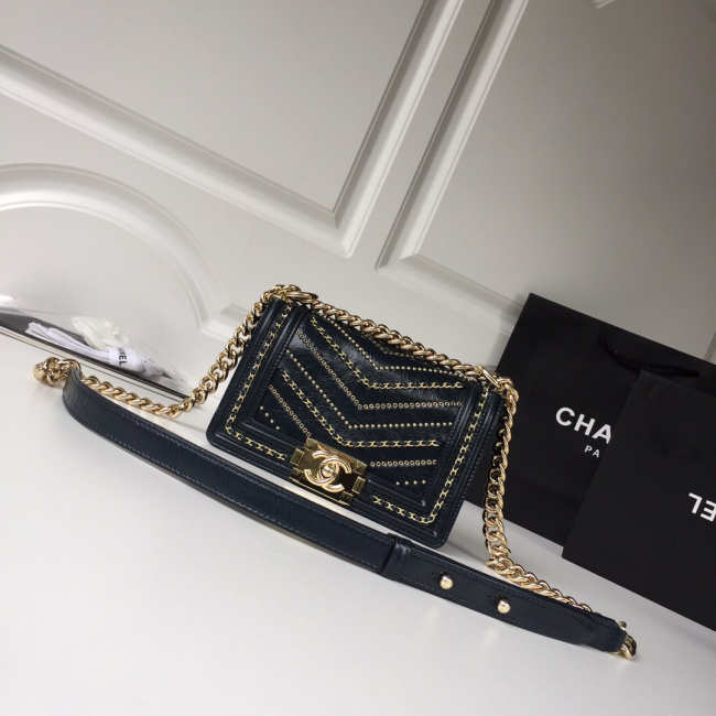Chanel leboy calfskin bag in blue with gold hardware 20cm - 1