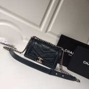 Chanel leboy calfskin bag in blue with silver hardware 20cm - 1