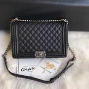 Chanel leboy calfskin bag in black with silver hardware 28cm - 1