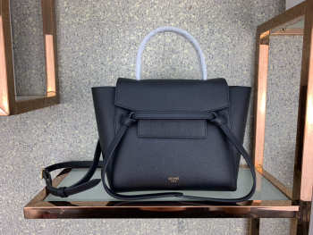 Celine Micro Belt Bag In Grained Calfskin with Black 20cm 175519