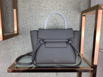 Celine Micro Belt Bag In Grained Calfskin with Gray 20cm 175519