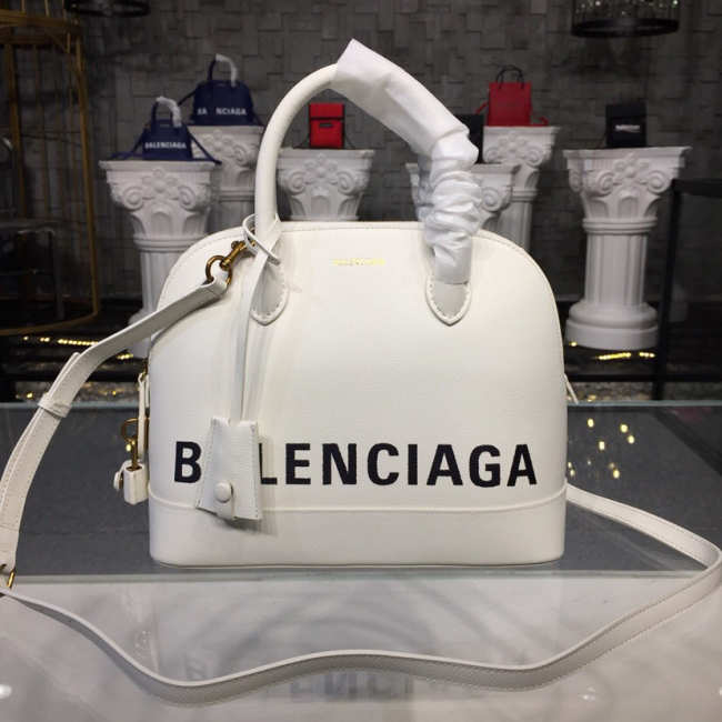 Balenciaga Ville Medium graffiti logo calfskin bag White 18SS - 1