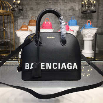 Balenciaga Ville medium graffiti logo calfskin bag black 18SS