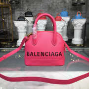 Balenciaga Ville small graffiti logo calfskin bag Rose Red 18SS - 2