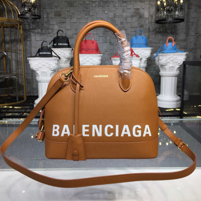 Balenciaga Ville Medium graffiti logo calfskin bag Brown 18SS - 1