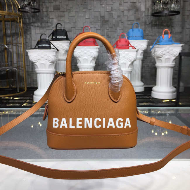 Balenciaga Ville small graffiti logo calfskin bag Brown 18SS - 1