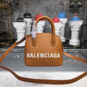 Balenciaga Ville small graffiti logo calfskin bag Brown 18SS - 6