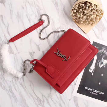 YSL Sunset Handbag Red 24cm