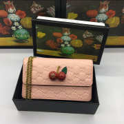 Gucci Signature with Cherries Mini Leather Bag Pink - 1