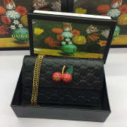 Gucci Signature with Cherries Mini Leather Bag Black - 1