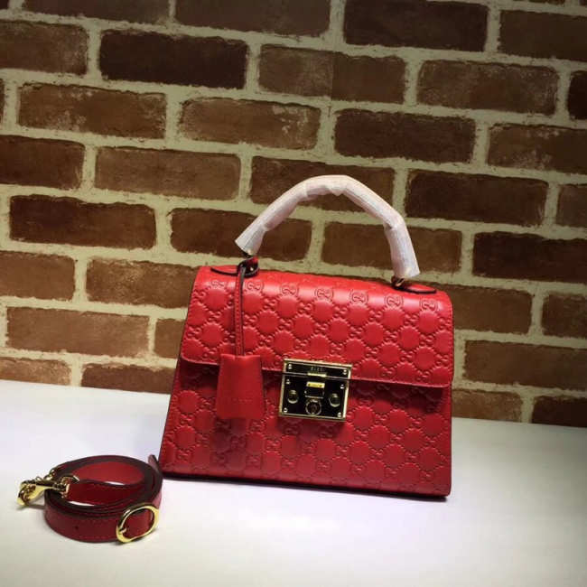 Gucci Padlock Signature Top Handle Bag Red 453188  - 1