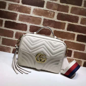 Gucci Marmont leather shoulder bag white 498100 Bagsaa