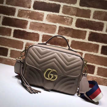 Gucci Marmont leather shoulder bag pink 498100 Bagsaa