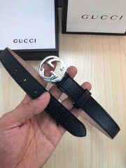 Gucci Belt Black Silver Hardware - 2