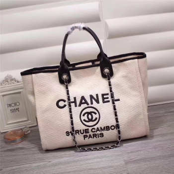 Chanel Canvas Large Deauville Tote Bag Beige A66942