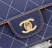 Chanel Flap Shoulder Bag Calfskin Leather Blue 8925 - 6