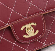 Chanel Flap Shoulder Bag Calfskin Leather Wine Red 8925 - 5