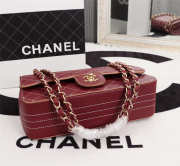 Chanel Flap Shoulder Bag Calfskin Leather Wine Red 8925 - 3