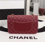 Chanel Flap Shoulder Bag Calfskin Leather Wine Red 8925 - 2