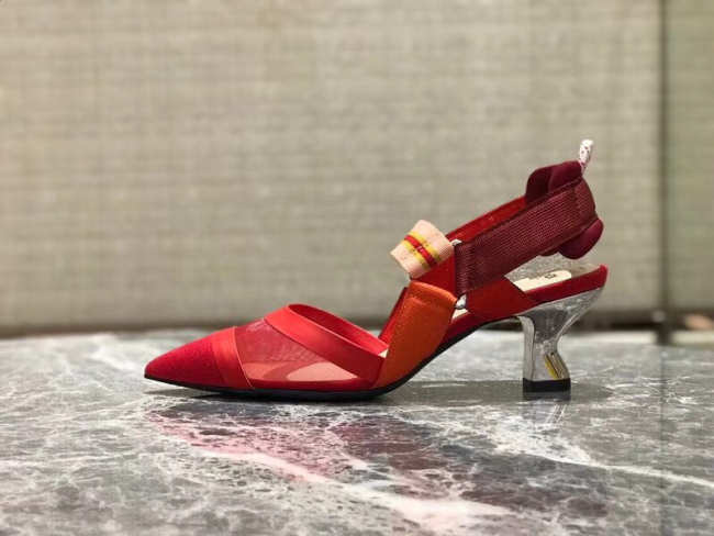 Fendi Slingbacks Red Mid Heel Shoes 5cm - 1