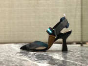 Fendi Slingbacks Blue Black High Heel Shoes 8cm - 1