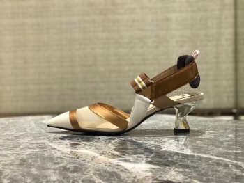 Fendi Slingbacks White Mid Heel Shoes 5cm