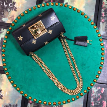 Gucci Padlock Bee Star small shoulder bag black 432182