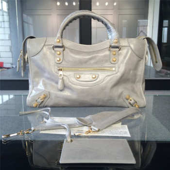 Balenciaga Motorcycle Large Handbag Light Gray