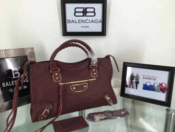 Balenciaga Motorcycle medium Handbag Wine Red