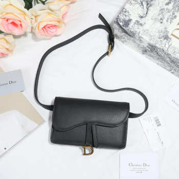 Dior Saddle Waistband Saddle Black bag 17cm