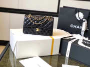 Chanel Double Flap Bag Lambskin Black with Gold Hardware 23cm Bagsaa - 2