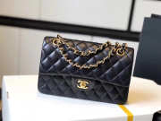 Chanel Double Flap Bag Lambskin Black with Gold Hardware 23cm Bagsaa - 5