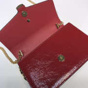 GUCCI Wrinkled lacquer leather embroidery Red Bag - 6