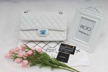 Chanel Flap Bag Caviar White with Silver Hardware 25cm Bagsaa