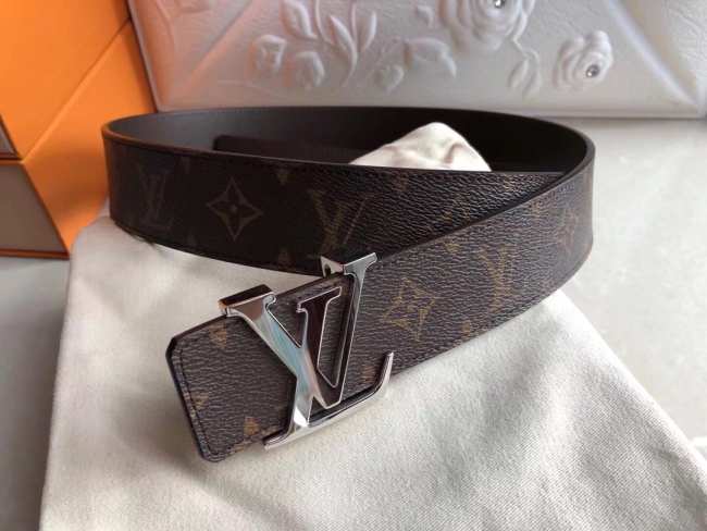 Louis Vuitton Monogram Belt Silver Hardware 4CM - 1