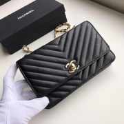 Chanel Lamb skin V-type chain Bag Balck bagsaa - 6