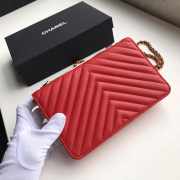 Chanel Lamb skin V-type chain Bag Red bagsaa - 5