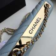 Chanel Lamb skin V-type chain Bag Blue bagsaa - 4